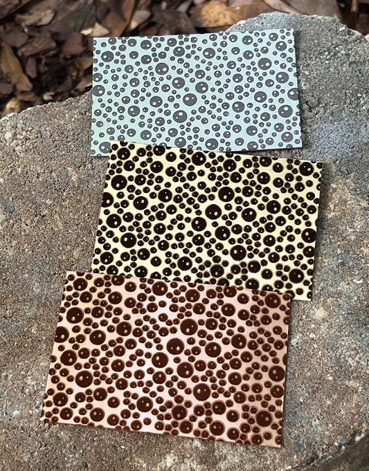 XLP0155 = Water Drops Laser Engraved Metal Sheet 3x2" = Textured Jewelry Blank = Copper, Brass & More