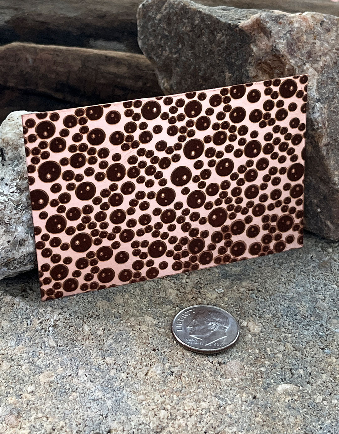 XLP0155 = Water Drops Laser Engraved Metal Sheet 3x2" = Textured Jewelry Blank = Copper, Brass & More