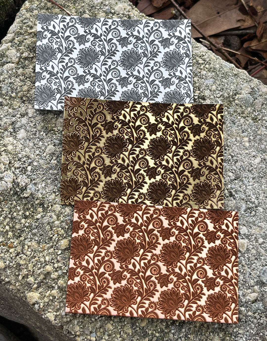 XLP0157 = Lace Flowers 2 Laser Engraved Metal Sheet 3x2" = Textured Jewelry Blank = Copper, Brass & More (Copy)