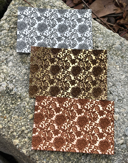 XLP0157 = Lace Flowers 2 Laser Engraved Metal Sheet 3x2" = Textured Jewelry Blank = Copper, Brass & More (Copy)