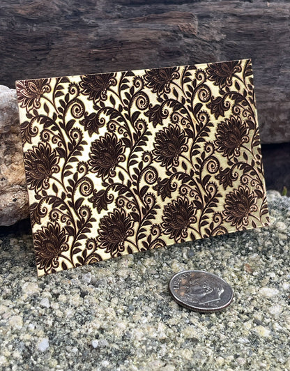 XLP0157 = Lace Flowers 2 Laser Engraved Metal Sheet 3x2" = Textured Jewelry Blank = Copper, Brass & More (Copy)