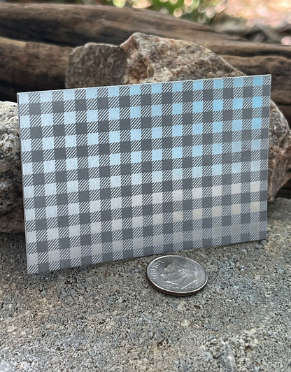 XLP0162 = Checkered Laser Engraved Metal Sheet 3x2" = Textured Jewelry Blank = Copper, Brass & More