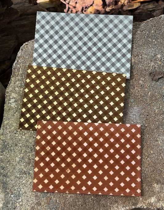 XLP0163 = Gingham Laser Engraved Metal Sheet 3x2" = Textured Jewelry Blank = Copper, Brass & More