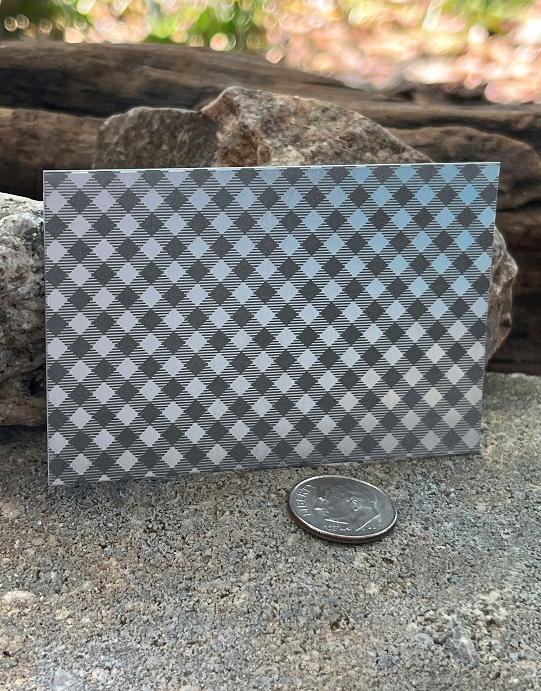 XLP0163 = Gingham Laser Engraved Metal Sheet 3x2" = Textured Jewelry Blank = Copper, Brass & More