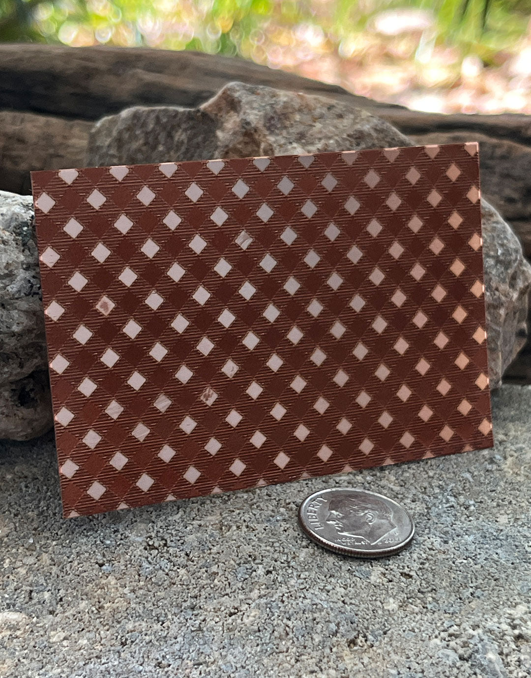 XLP0163 = Gingham Laser Engraved Metal Sheet 3x2" = Textured Jewelry Blank = Copper, Brass & More