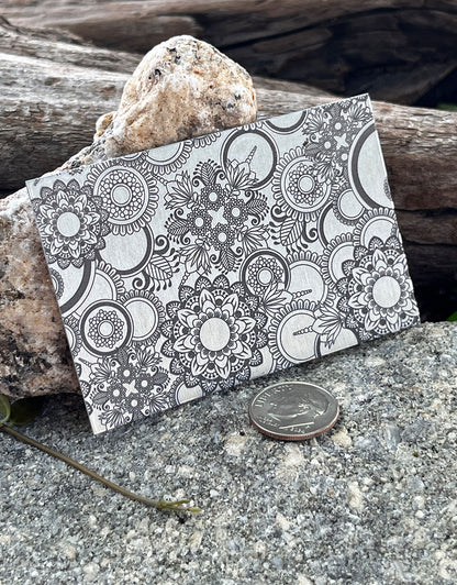 XLP0165 = Floral Discs Laser Engraved Metal Sheet 3x2" = Textured Jewelry Blank = Copper, Brass & More
