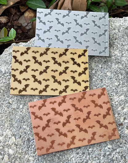 XLP0166 = Bats Laser Engraved Metal Sheet 3x2" = Textured Jewelry Blank = Copper, Brass & More