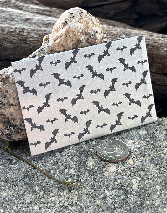 XLP0166 = Bats Laser Engraved Metal Sheet 3x2" = Textured Jewelry Blank = Copper, Brass & More