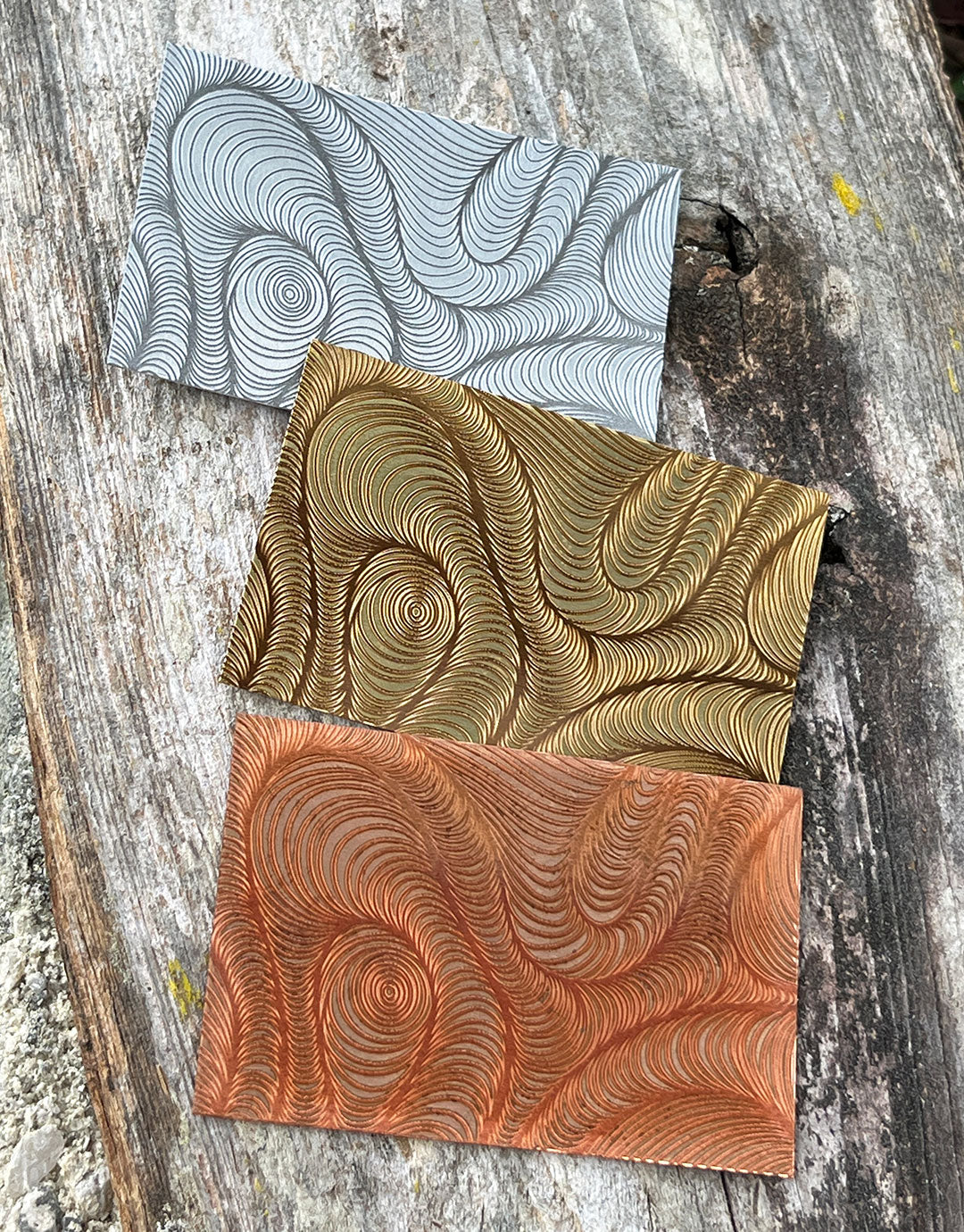 XLP0167 = Warped Tubes Laser Engraved Metal Sheet 3x2" = Textured Jewelry Blank = Copper, Brass & More