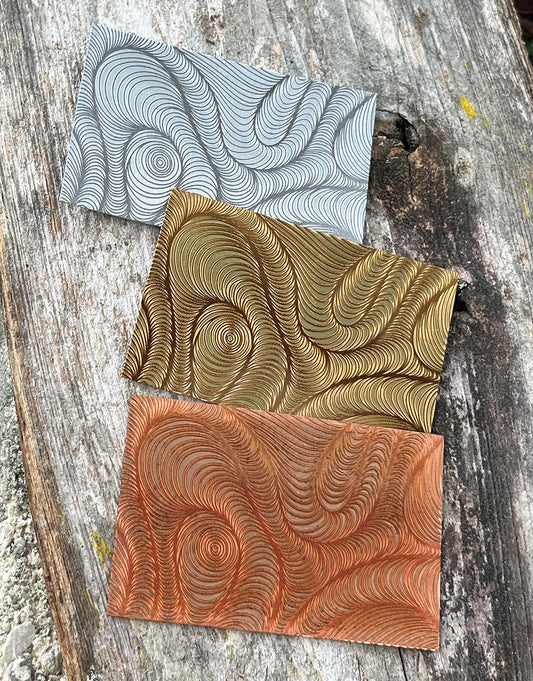 XLP0167 = Warped Tubes Laser Engraved Metal Sheet 3x2" = Textured Jewelry Blank = Copper, Brass & More