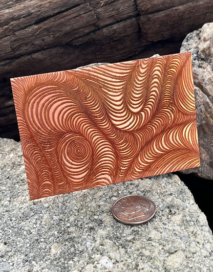 XLP0167 = Warped Tubes Laser Engraved Metal Sheet 3x2" = Textured Jewelry Blank = Copper, Brass & More