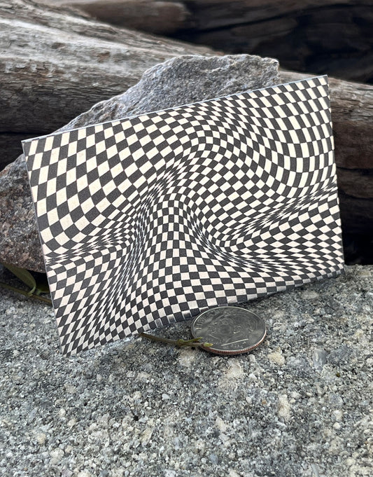 XLP0168 = Warped Checkerboard Laser Engraved Metal Sheet 3x2" = Textured Jewelry Blank = Copper, Brass & More