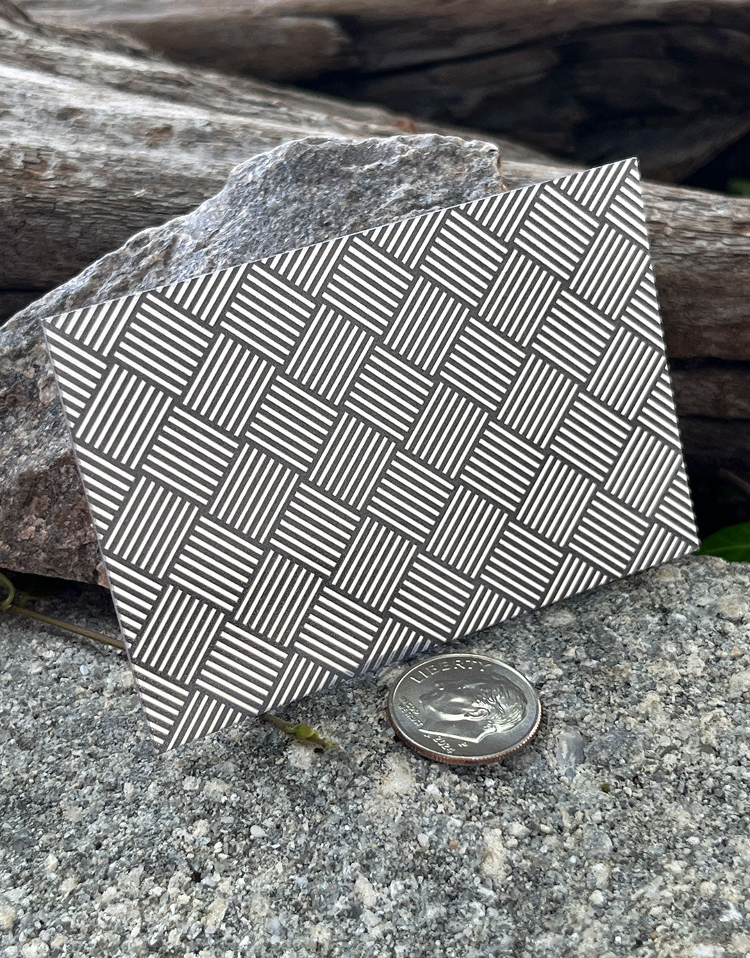 XLP0169 = Basket Weave Laser Engraved Metal Sheet 3x2" = Textured Jewelry Blank = Copper, Brass & More