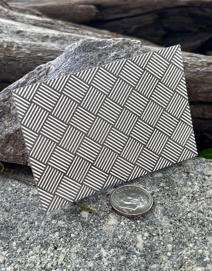 XLP0169 = Basket Weave Laser Engraved Metal Sheet 3x2" = Textured Jewelry Blank = Copper, Brass & More