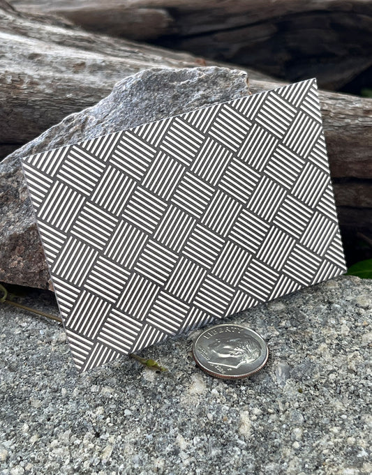 XLP0169 = Basket Weave Laser Engraved Metal Sheet 3x2" = Textured Jewelry Blank = Copper, Brass & More