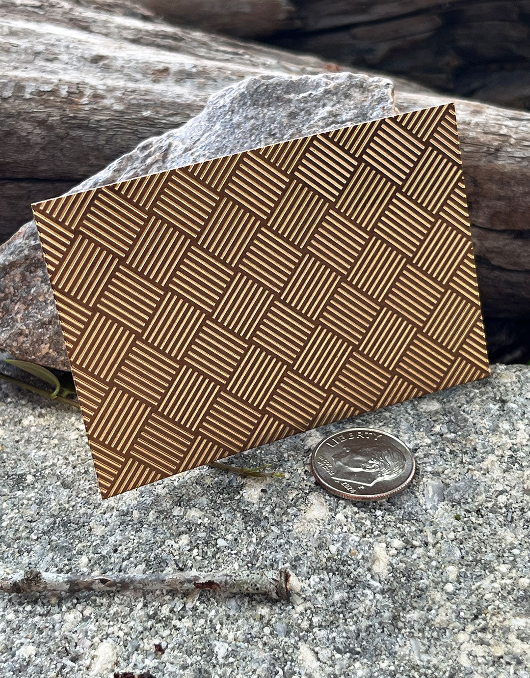 XLP0169 = Basket Weave Laser Engraved Metal Sheet 3x2" = Textured Jewelry Blank = Copper, Brass & More