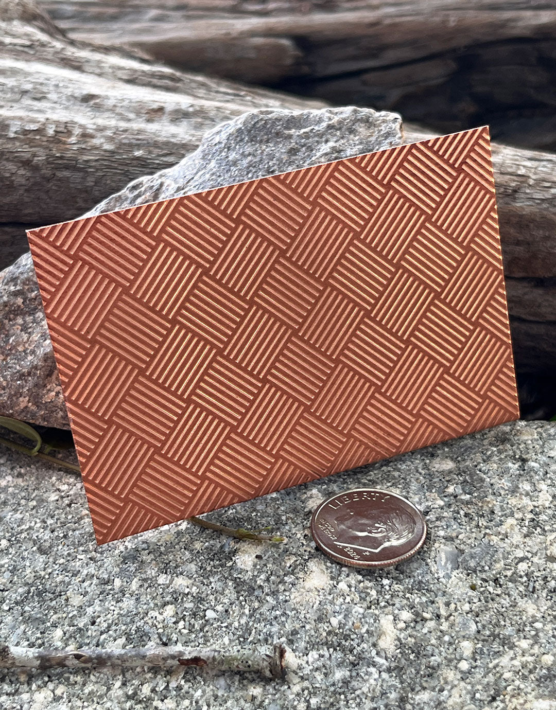 XLP0169 = Basket Weave Laser Engraved Metal Sheet 3x2" = Textured Jewelry Blank = Copper, Brass & More