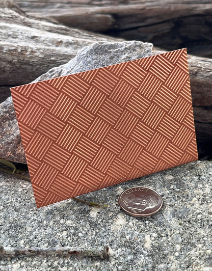 XLP0169 = Basket Weave Laser Engraved Metal Sheet 3x2" = Textured Jewelry Blank = Copper, Brass & More