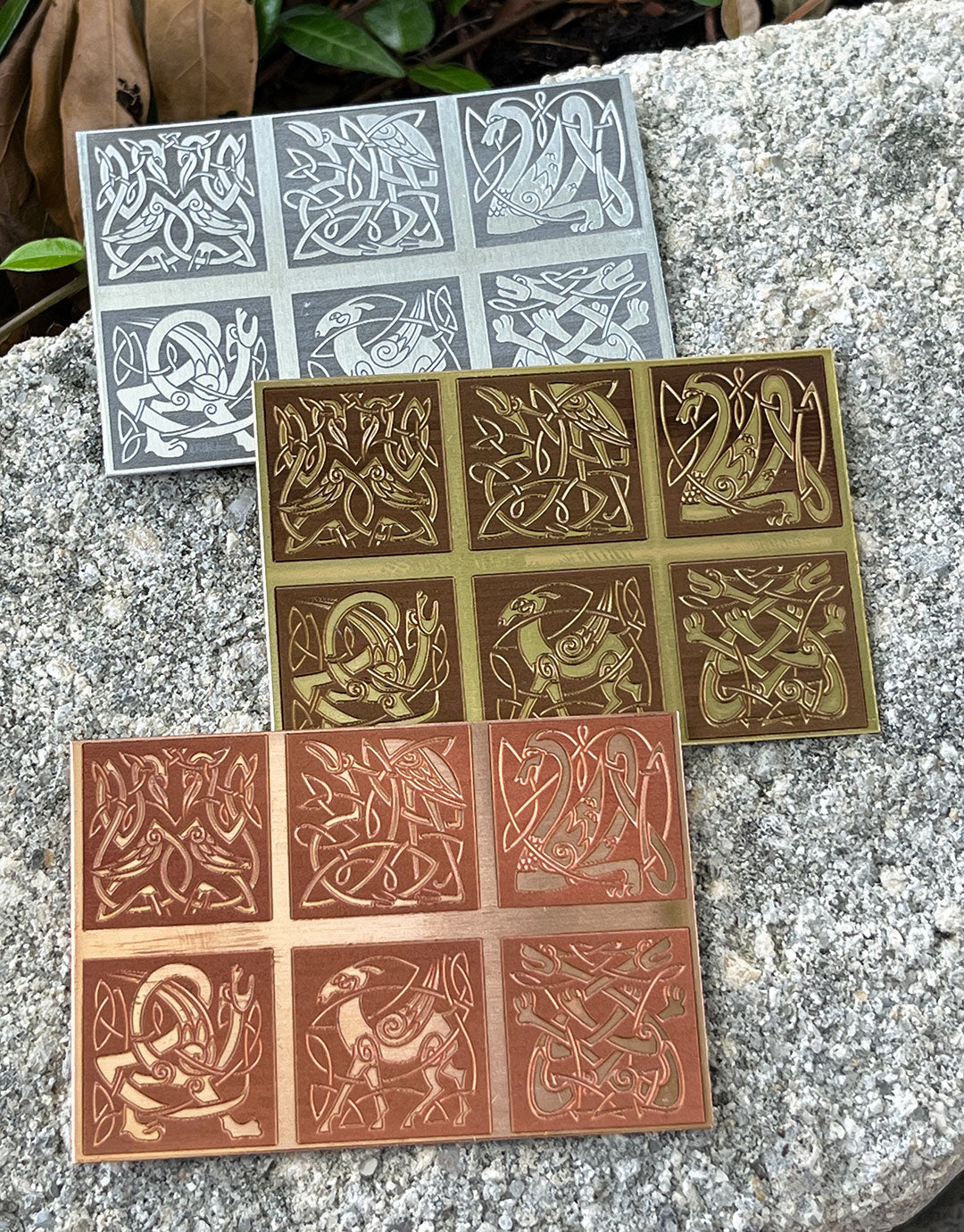 XLP0171 = Celtic Animals Laser Engraved Metal Sheet 3x2" = Textured Jewelry Blank = Copper, Brass & More
