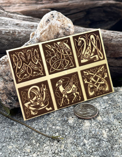 XLP0171 = Celtic Animals Laser Engraved Metal Sheet 3x2" = Textured Jewelry Blank = Copper, Brass & More