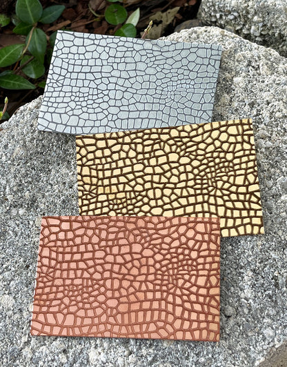 XLP0172 = Crocodile Skin Laser Engraved Metal Sheet 3x2" = Textured Jewelry Blank = Copper, Brass & More