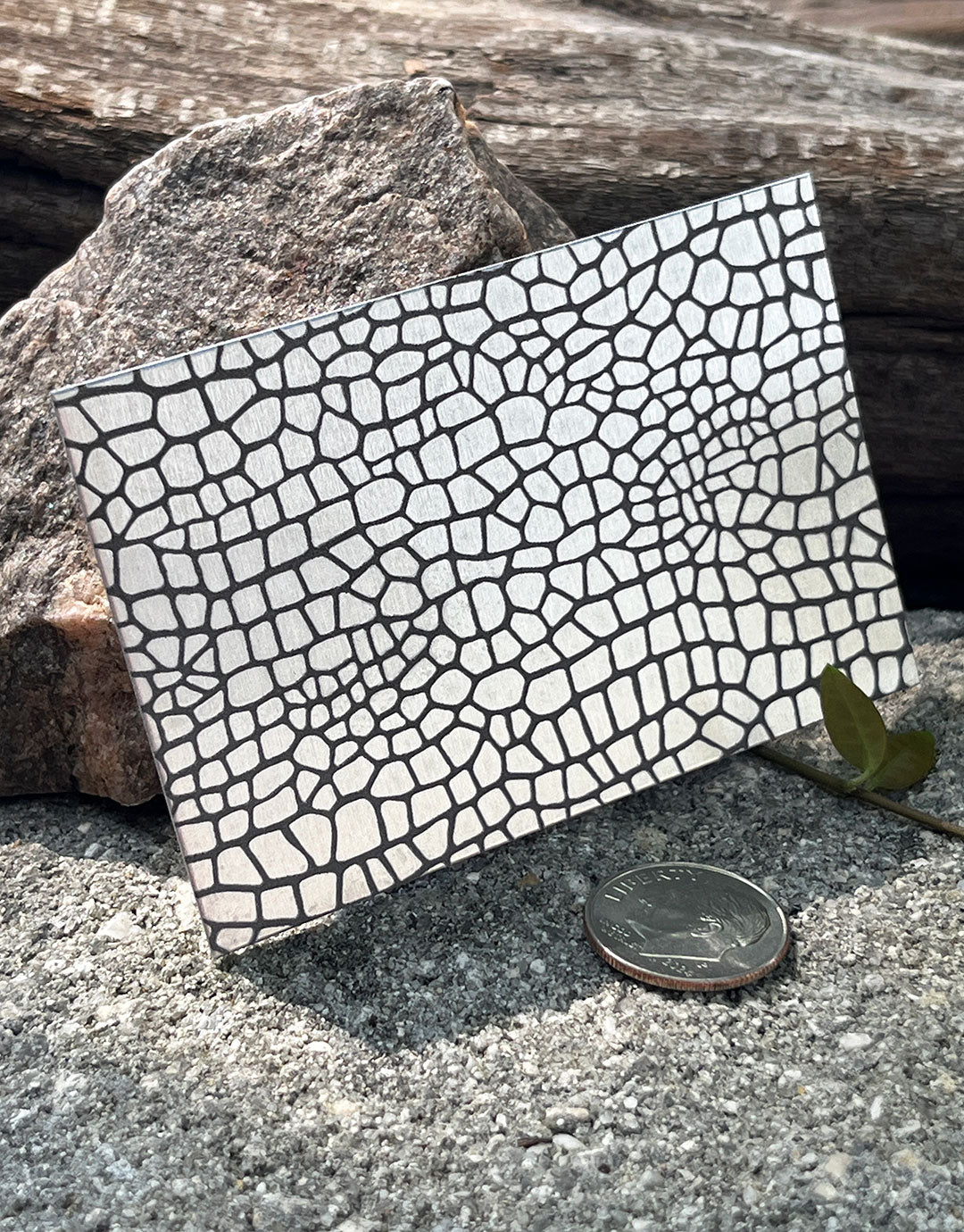 XLP0172 = Crocodile Skin Laser Engraved Metal Sheet 3x2" = Textured Jewelry Blank = Copper, Brass & More