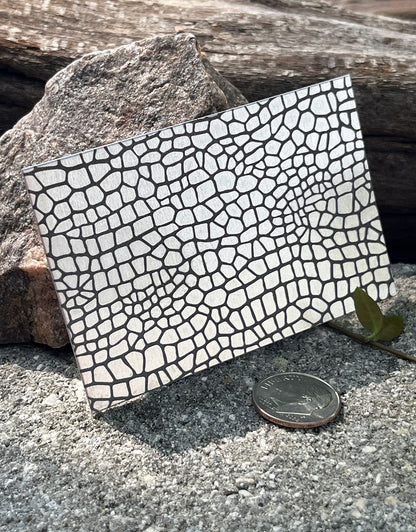 XLP0172 = Crocodile Skin Laser Engraved Metal Sheet 3x2" = Textured Jewelry Blank = Copper, Brass & More