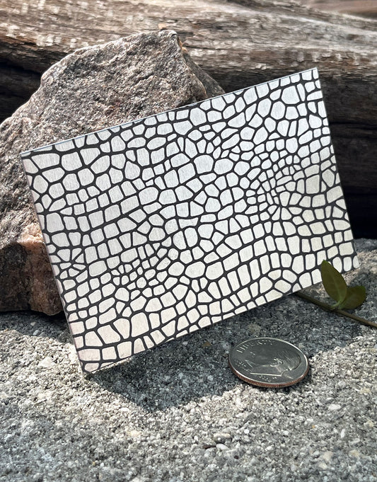 XLP0172 = Crocodile Skin Laser Engraved Metal Sheet 3x2" = Textured Jewelry Blank = Copper, Brass & More