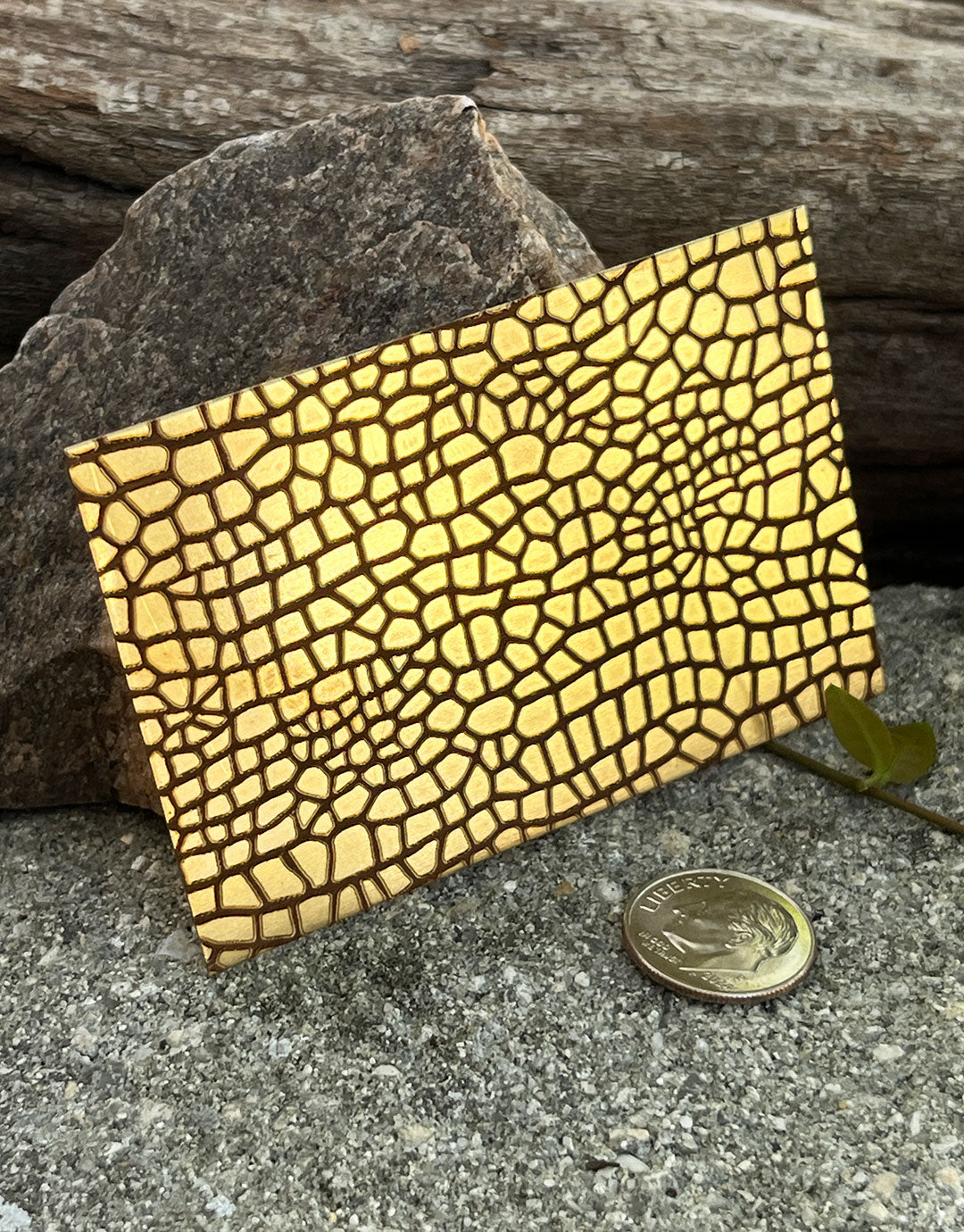 XLP0172 = Crocodile Skin Laser Engraved Metal Sheet 3x2" = Textured Jewelry Blank = Copper, Brass & More