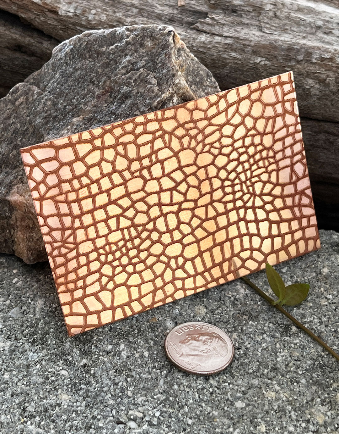 XLP0172 = Crocodile Skin Laser Engraved Metal Sheet 3x2" = Textured Jewelry Blank = Copper, Brass & More