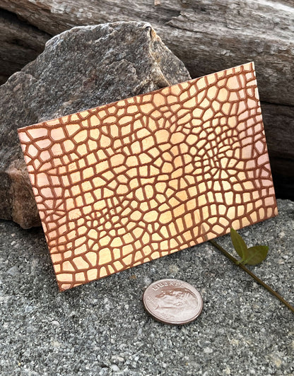 XLP0172 = Crocodile Skin Laser Engraved Metal Sheet 3x2" = Textured Jewelry Blank = Copper, Brass & More