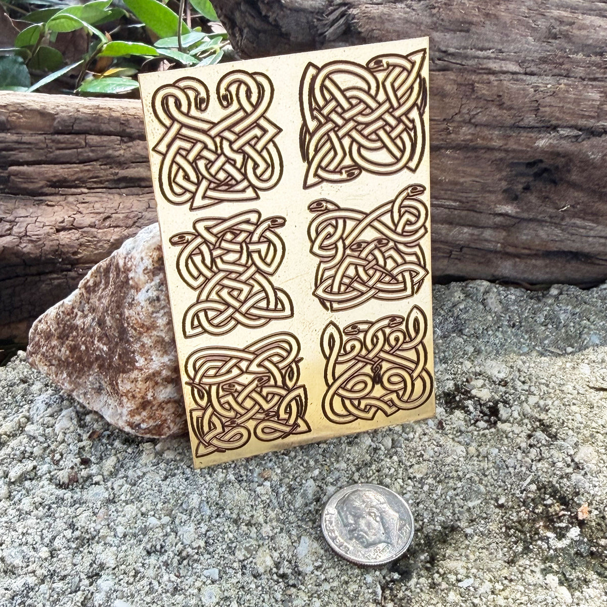 XLP0174 = Celtic Snake Knots Laser Engraved Metal Sheet 3x2" = Textured Jewelry Blank = Copper, Brass & More