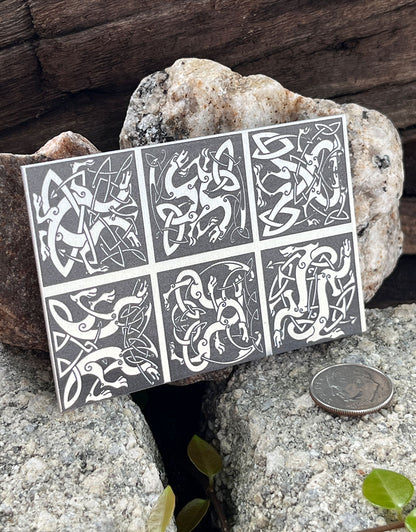 XLP0176 = Celtic Dragon Knots Laser Engraved Metal Sheet 3x2" = Textured Jewelry Blank = Copper, Brass & More