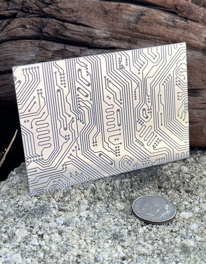 XLP0177 = Motherboard Laser Engraved Metal Sheet 3x2" = Textured Jewelry Blank = Copper, Brass & More
