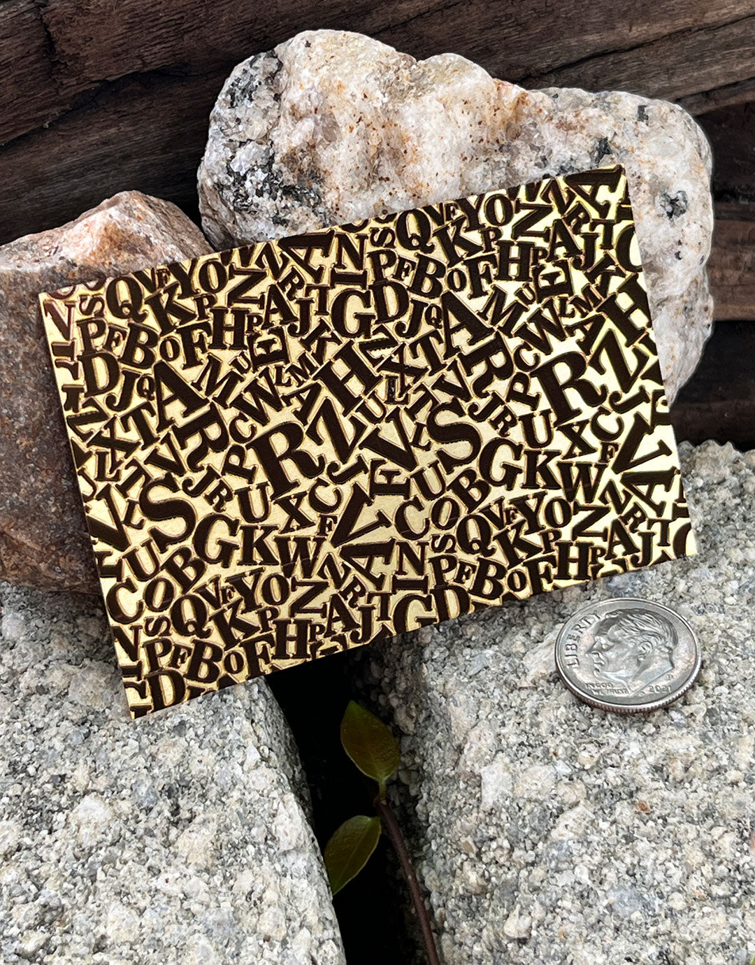 XLP0178 = Alphabety Laser Engraved Metal Sheet 3x2" = Textured Jewelry Blank = Copper, Brass & More