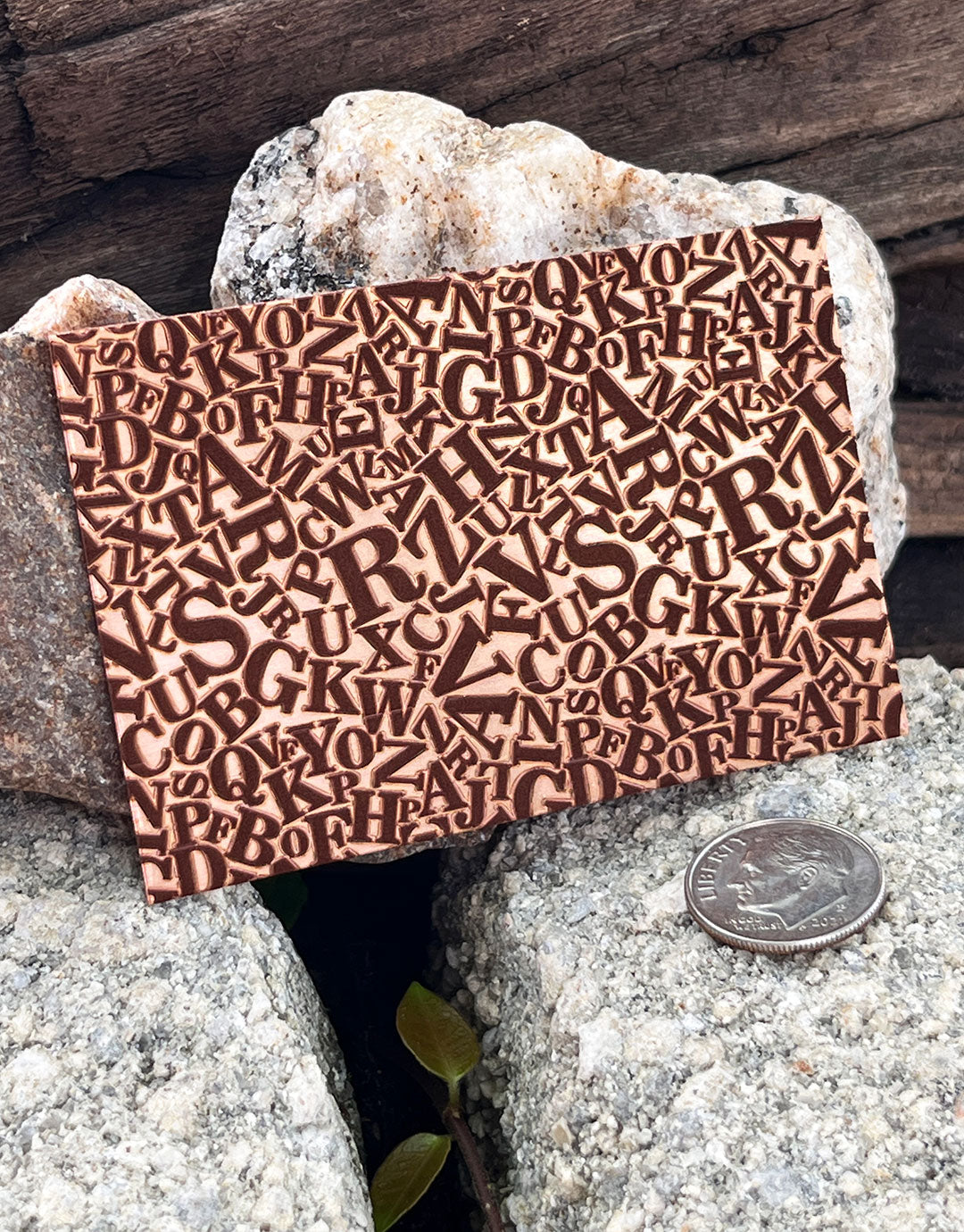 XLP0178 = Alphabety Laser Engraved Metal Sheet 3x2" = Textured Jewelry Blank = Copper, Brass & More