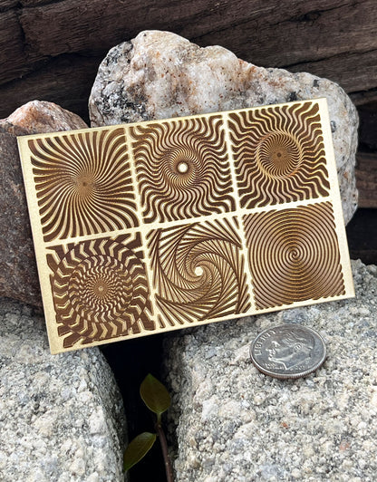 XLP0181 = Spiral Panels Laser Engraved Metal Sheet 3x2" = Textured Jewelry Blank = Copper, Brass & More