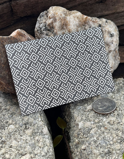 XLP0182 = Retro Squares Laser Engraved Metal Sheet 3x2" = Textured Jewelry Blank = Copper, Brass & More