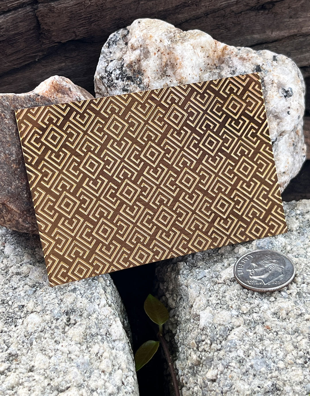 XLP0182 = Retro Squares Laser Engraved Metal Sheet 3x2" = Textured Jewelry Blank = Copper, Brass & More