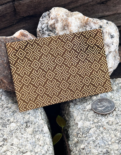 XLP0182 = Retro Squares Laser Engraved Metal Sheet 3x2" = Textured Jewelry Blank = Copper, Brass & More