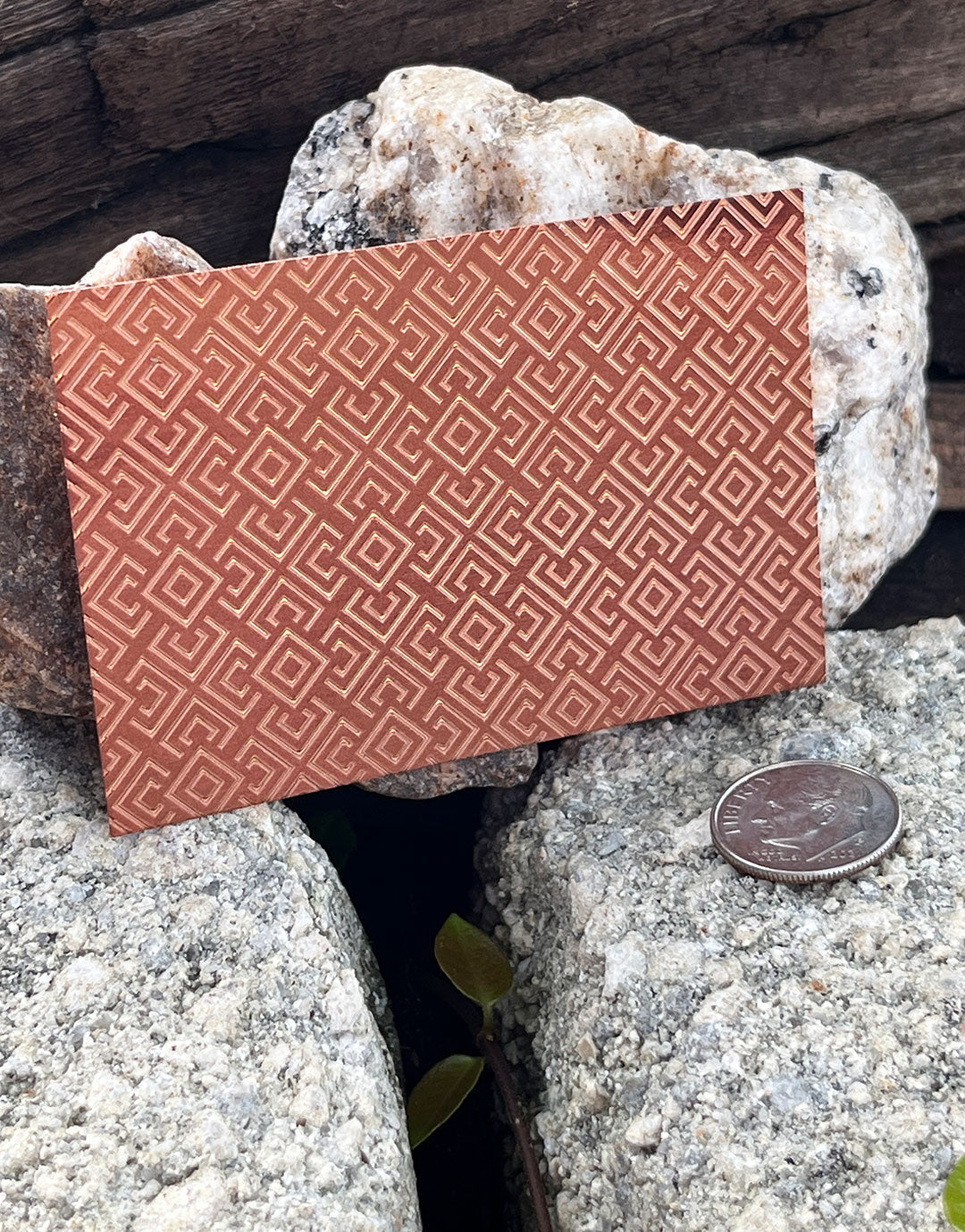 XLP0182 = Retro Squares Laser Engraved Metal Sheet 3x2" = Textured Jewelry Blank = Copper, Brass & More