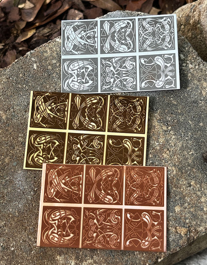 XLP0184 = Celtic Birds Laser Engraved Metal Sheet 3x2" = Textured Jewelry Blank = Copper, Brass & More