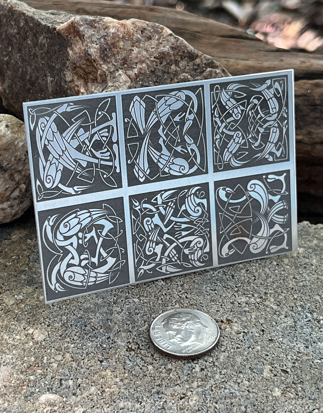 XLP0184 = Celtic Birds Laser Engraved Metal Sheet 3x2" = Textured Jewelry Blank = Copper, Brass & More