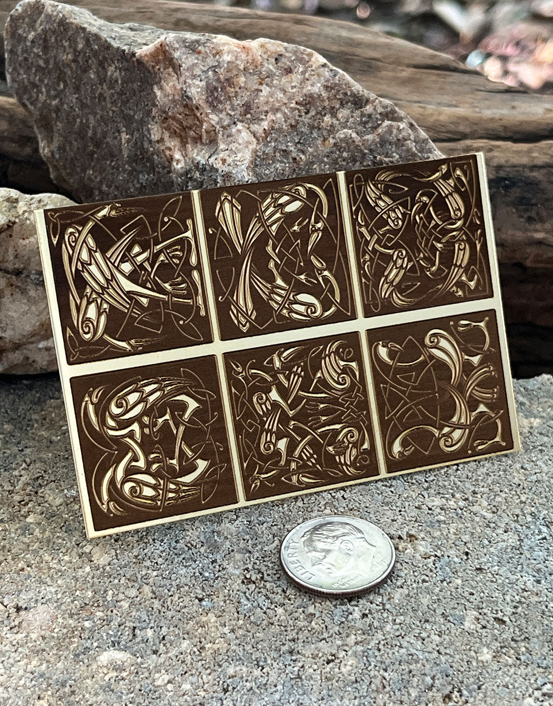 XLP0184 = Celtic Birds Laser Engraved Metal Sheet 3x2" = Textured Jewelry Blank = Copper, Brass & More