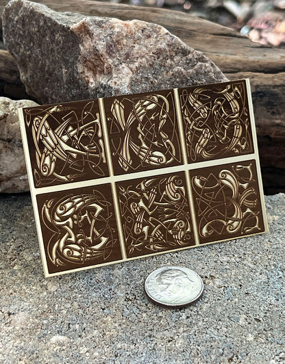 XLP0184 = Celtic Birds Laser Engraved Metal Sheet 3x2" = Textured Jewelry Blank = Copper, Brass & More