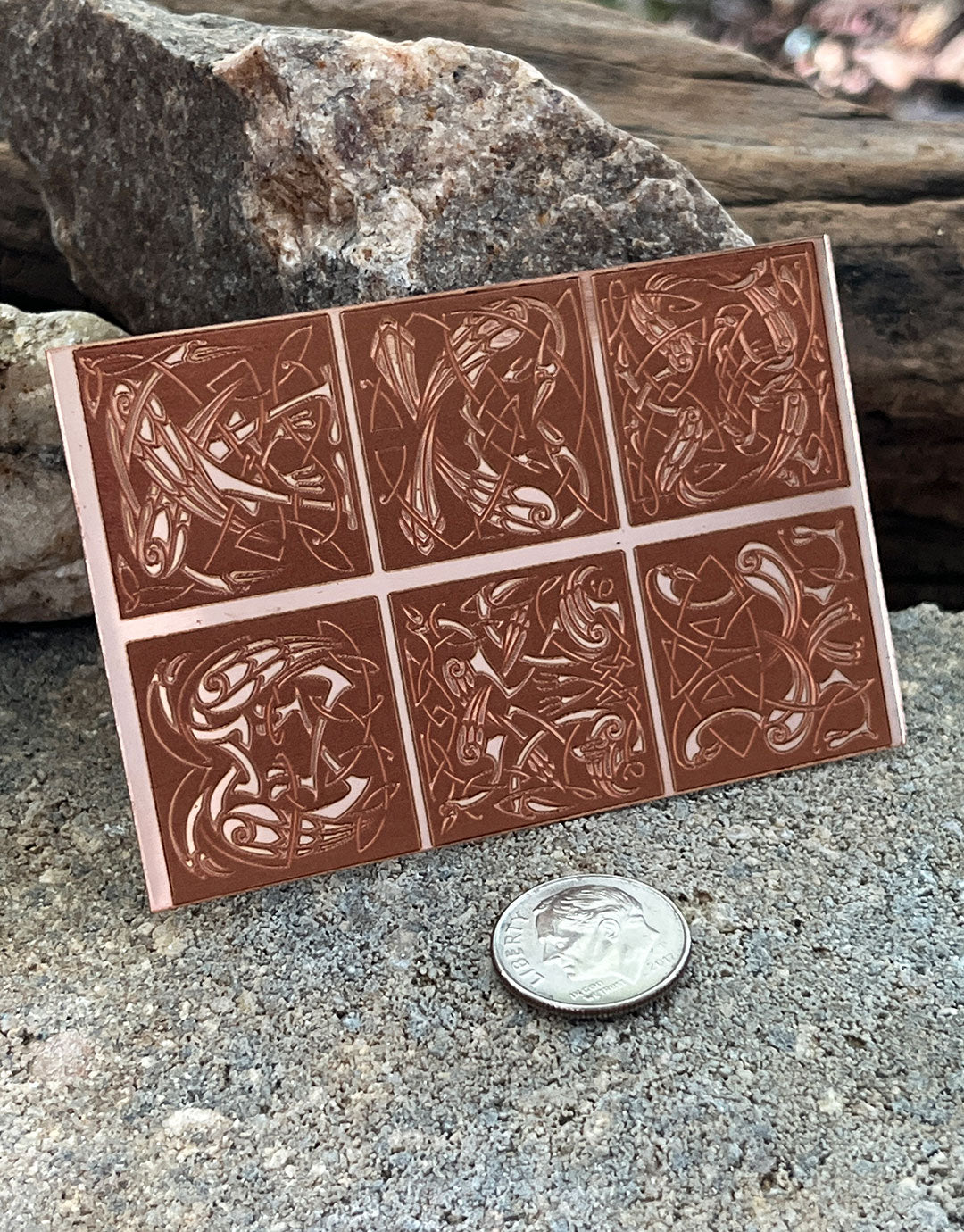 XLP0184 = Celtic Birds Laser Engraved Metal Sheet 3x2" = Textured Jewelry Blank = Copper, Brass & More