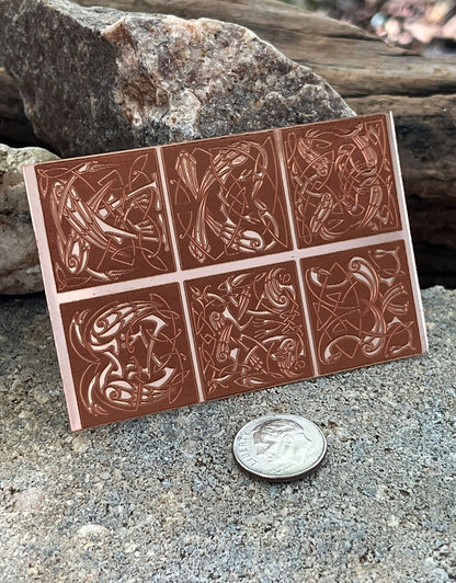 XLP0184 = Celtic Birds Laser Engraved Metal Sheet 3x2" = Textured Jewelry Blank = Copper, Brass & More