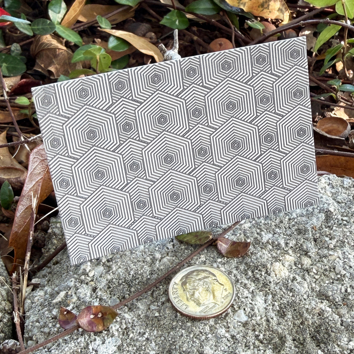 XLP0185 = Hexagon Scales Laser Engraved Metal Sheet 3x2" = Textured Jewelry Blank = Copper, Brass & More