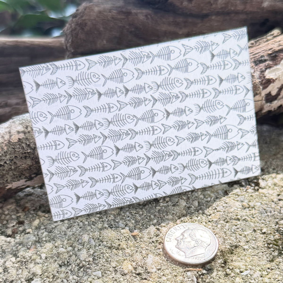 XLP0190 = Fish Bones Laser Engraved Metal Sheet 3x2" = Textured Jewelry Blank = Copper, Brass & More
