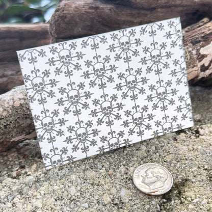 XLP0192 = Skull Snowflakes Laser Engraved Metal Sheet 3x2" = Textured Jewelry Blank = Copper, Brass & More